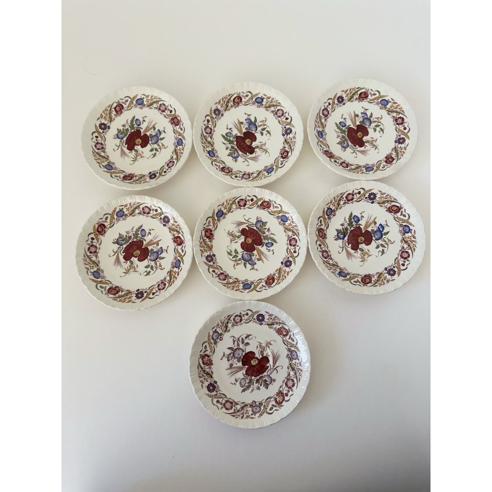 7 Vintage 1940's Wedgwood Etruria Bone China Cornflower - Saucers